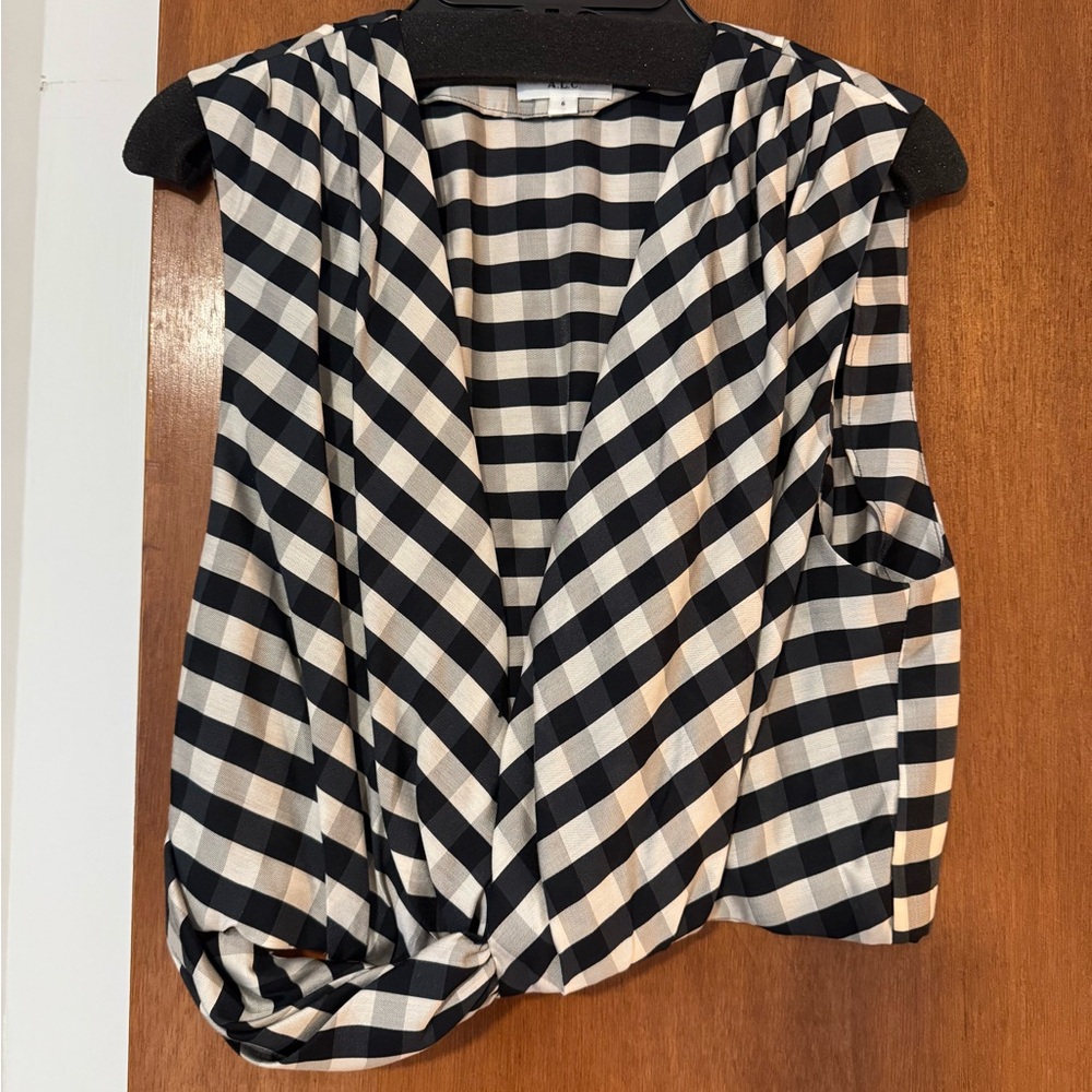 A.L.C. Brooklyn Top Black and White Striped Blouse